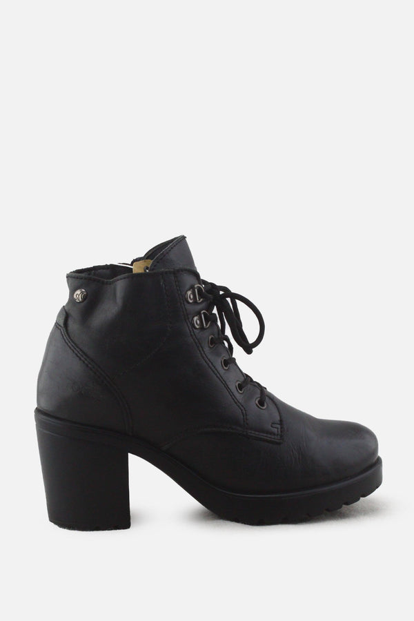 Well Feat Zipper Laces Block Ankle Boots |100% Authentic Leather