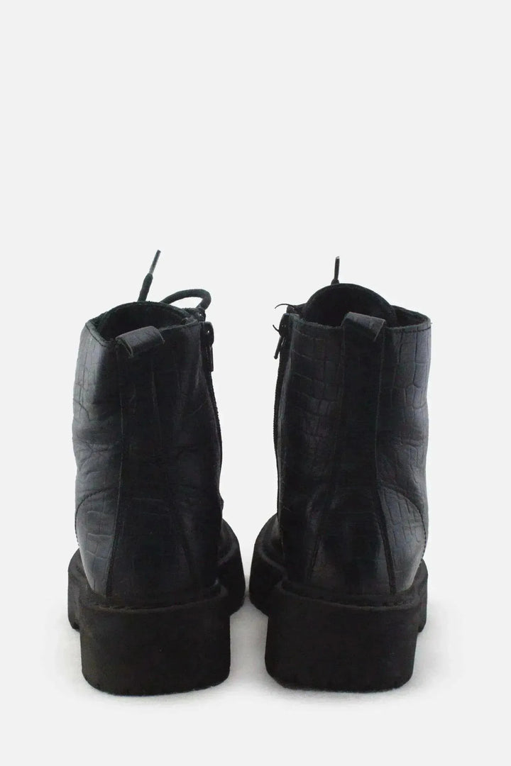 European Brand Zipper Laces Combat Ankle Boots |100% Authentic Leather - sundaybazar