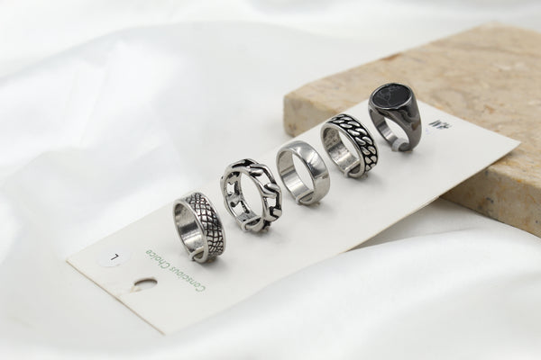 H & M Stainless Rings 5 Pieces