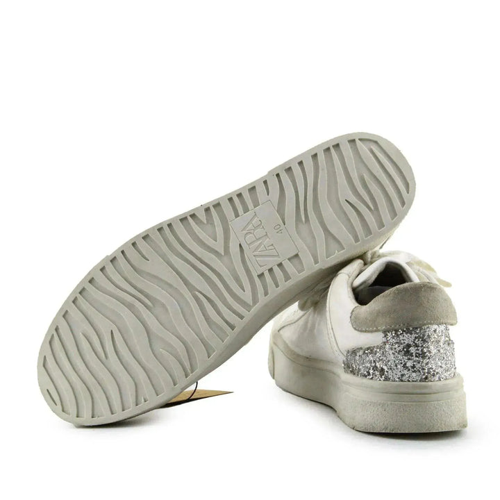 Zara Vegan Leather Glitter Sparkle Sneakers - sundaybazar