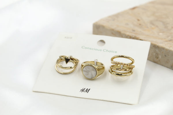 H & M Stainless Rings 9 Pieces