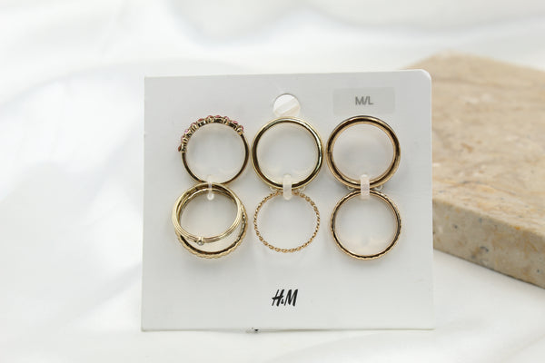 H & M Stainless Rings 7 Pieces