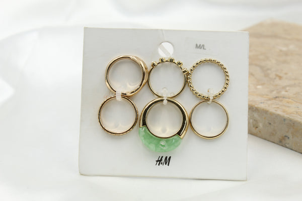 H & M Stainless Rings 6 Pieces