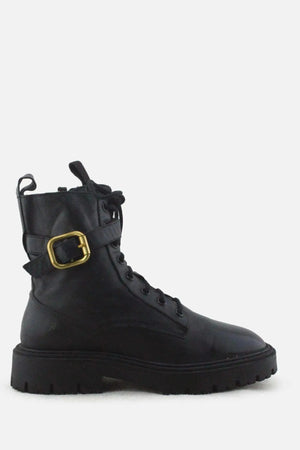 Zara Zipper Buckle Straps Combat Ankle Boots |100% Authentic Leather - sundaybazar