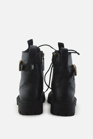 Zara Zipper Buckle Straps Combat Ankle Boots |100% Authentic Leather - sundaybazar