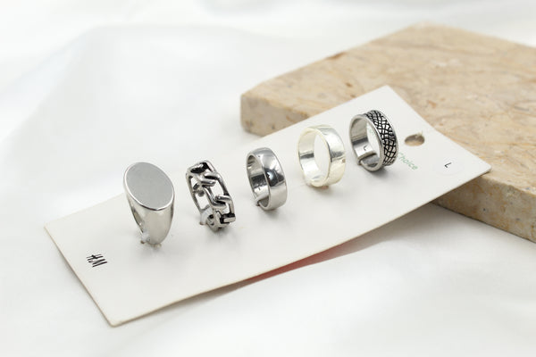 H & M Stainless Rings 5 Pieces