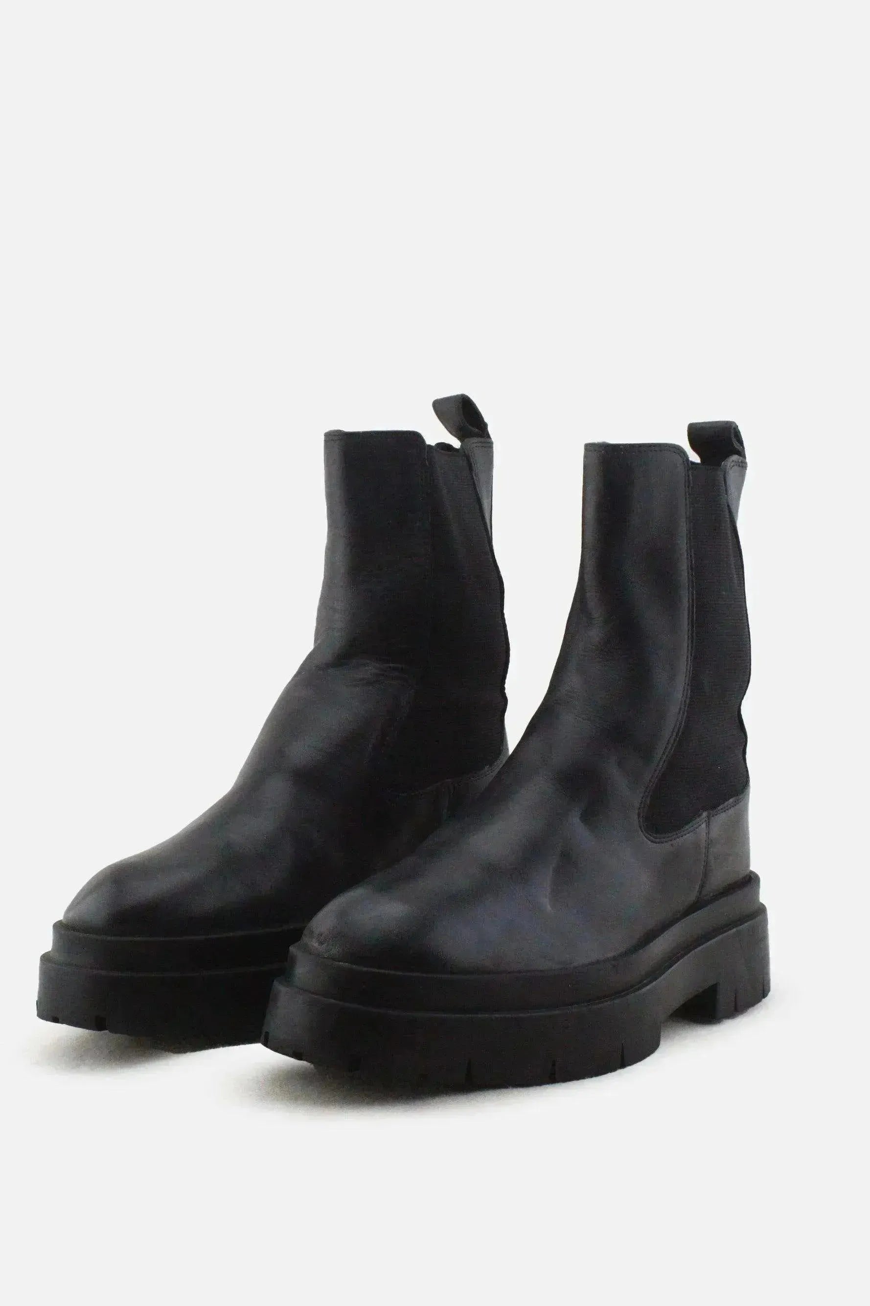 Zara Stretchable Chelsea Ankle Boots |100% Authentic Leather - sundaybazar
