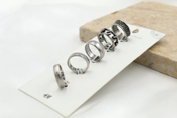 H & M Stainless Rings 5 Pieces