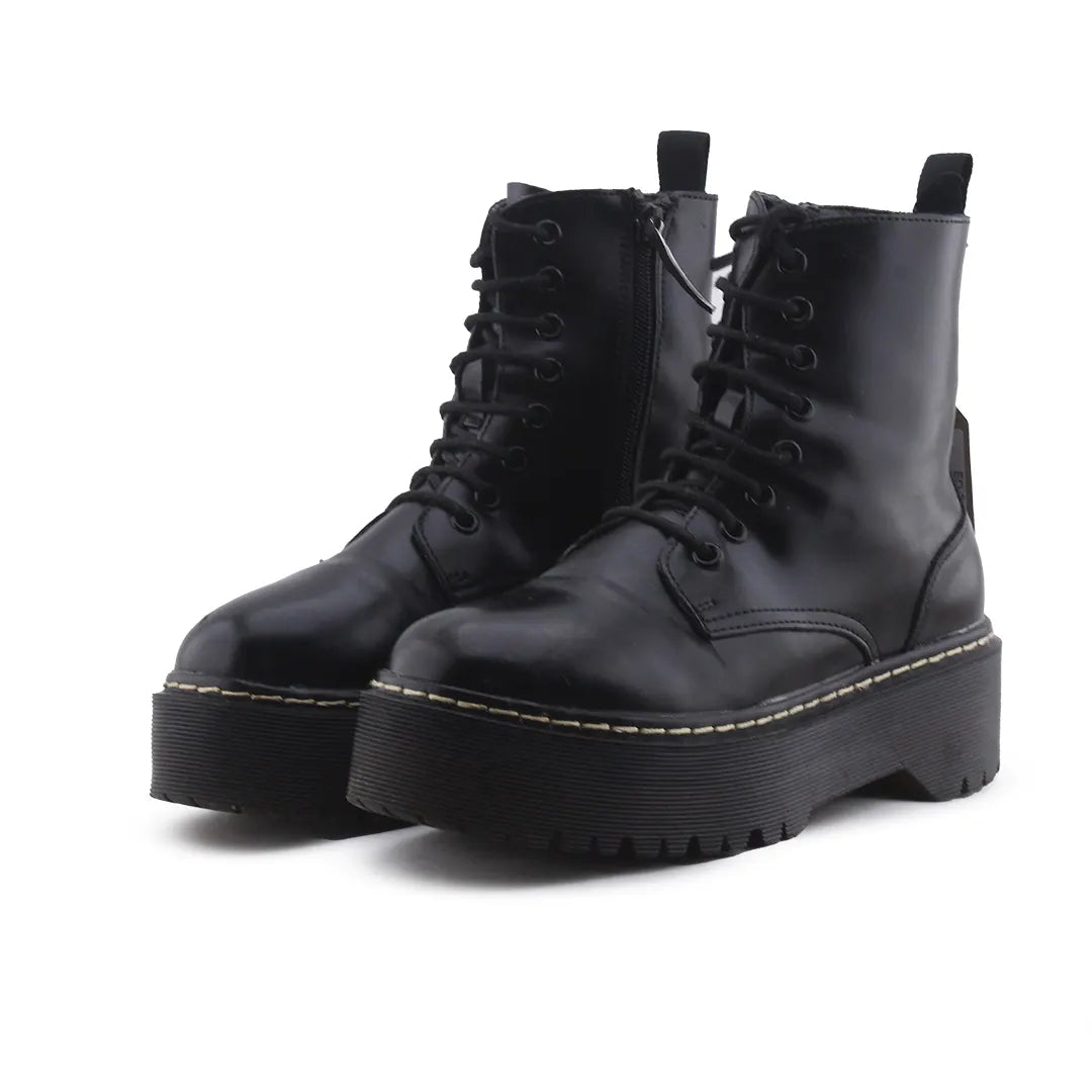 European Brand Zipper Lace Up Ankle Boot | 100% Authentic Leather