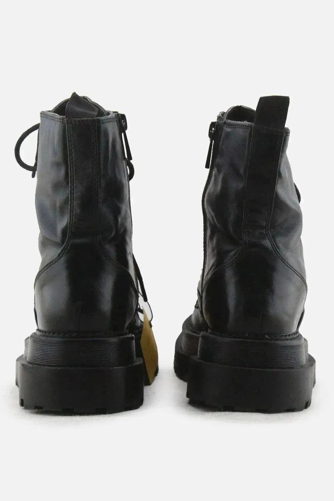Stradivarius Zipper Laces Combat Boots | 100% Authentic Leather - sundaybazar