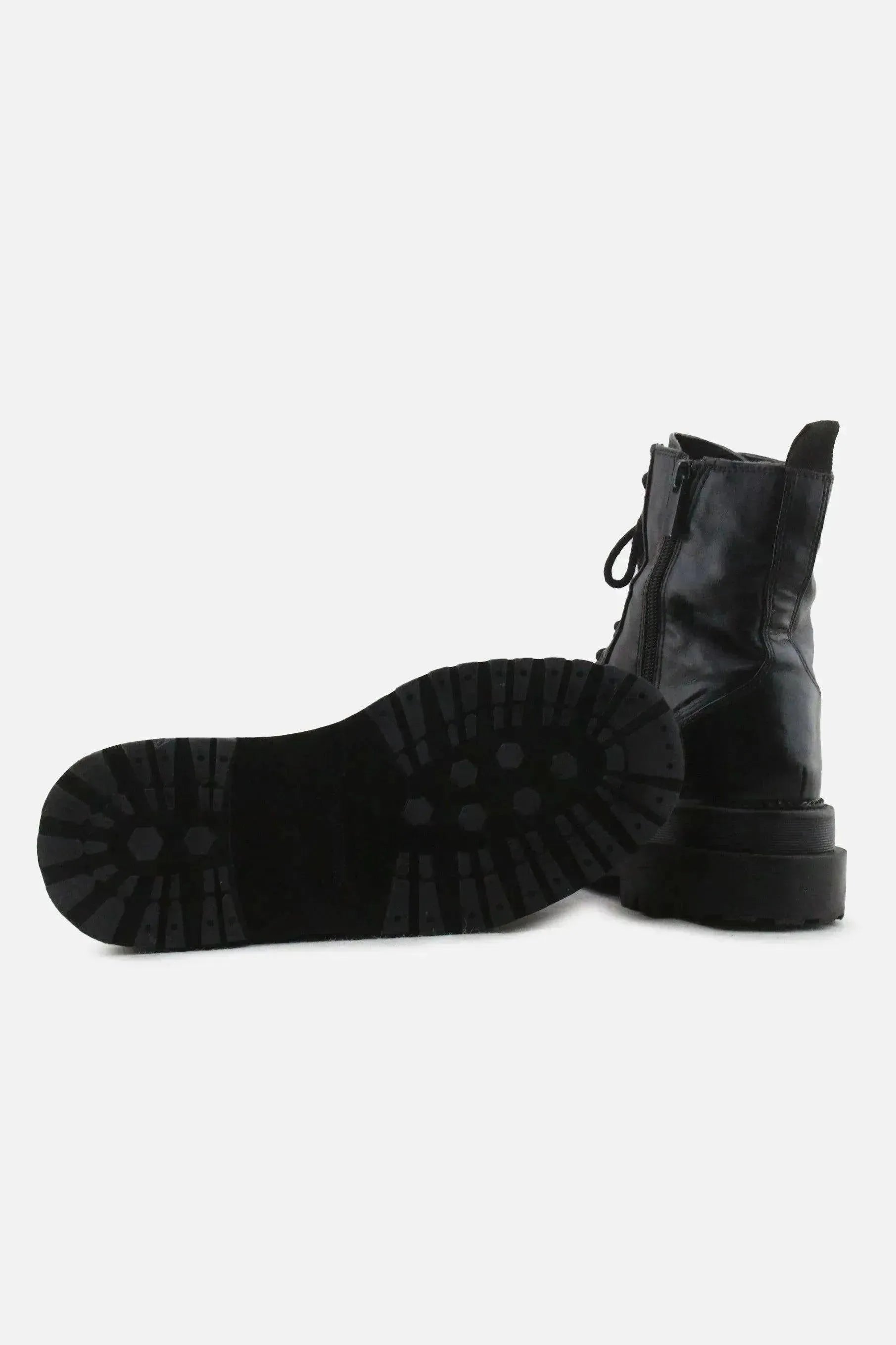 Stradivarius Zipper Laces Combat Boots | 100% Authentic Leather - sundaybazar