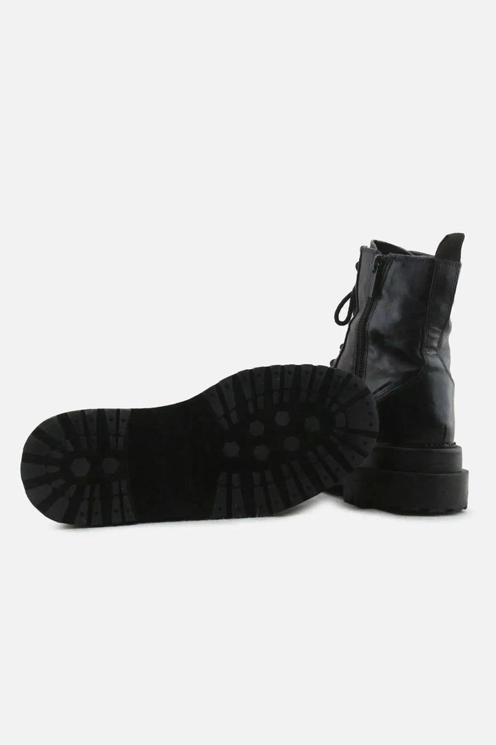 Stradivarius Zipper Laces Combat Boots | 100% Authentic Leather - sundaybazar