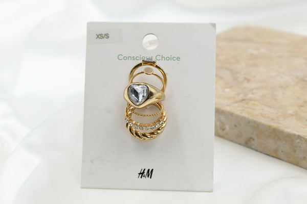 H & M Stainless Rings 6 Pieces