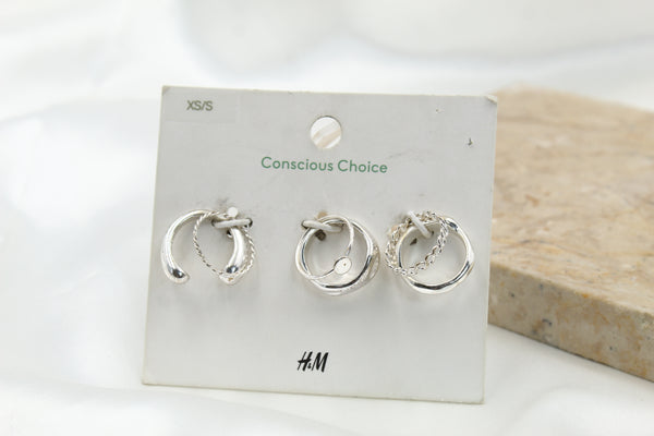 H & M Stainless Rings 6 Pieces