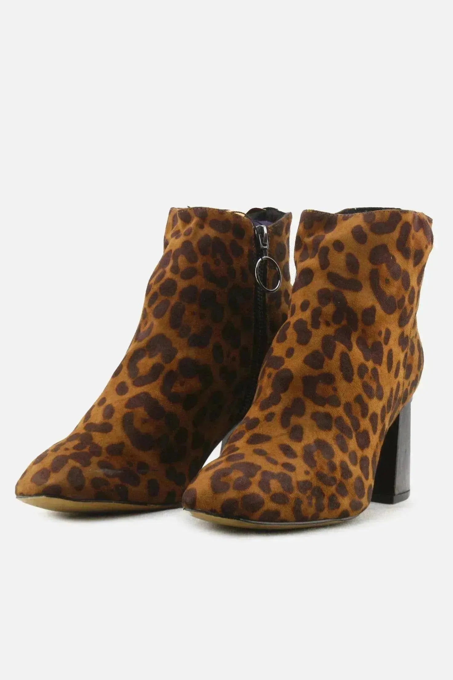 Stradivarius Zipper Block Heels Ankle Boots | Suede - sundaybazar