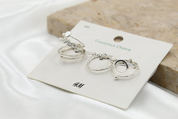 H & M Stainless Rings 9 Pieces