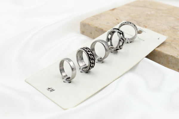 H & M Stainless Rings 5 Piece