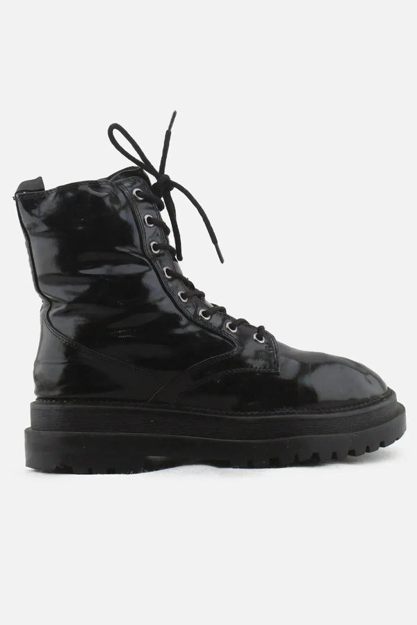 Stradivarius Zipper Laces Combat Boots | 100% Synthetic Leather