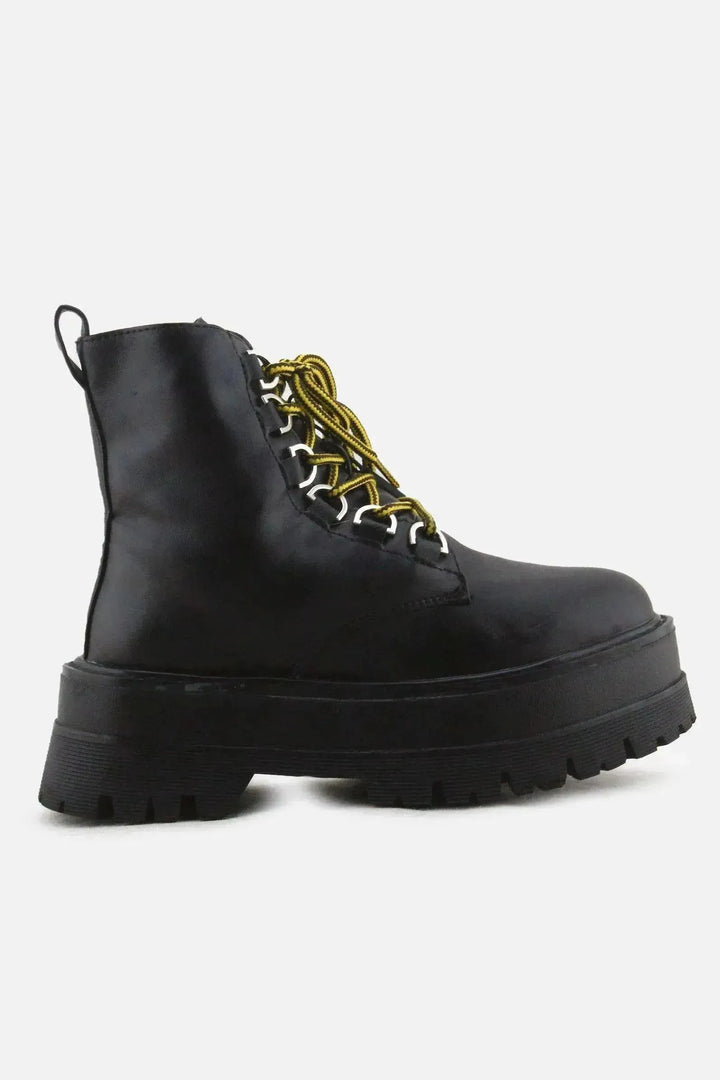 Pull & Bear Zipper Laces Combat Boots | 100% Authentic Leather - sundaybazar