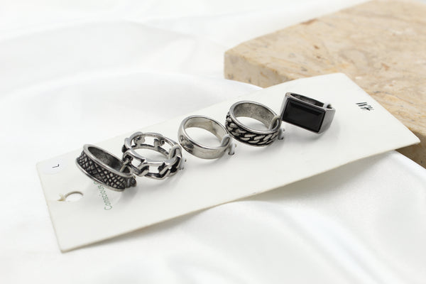 H & M Stainless Rings 5 Piece