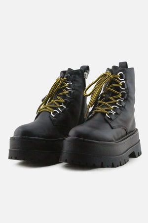 Pull & Bear Zipper Laces Combat Boots | 100% Authentic Leather - sundaybazar