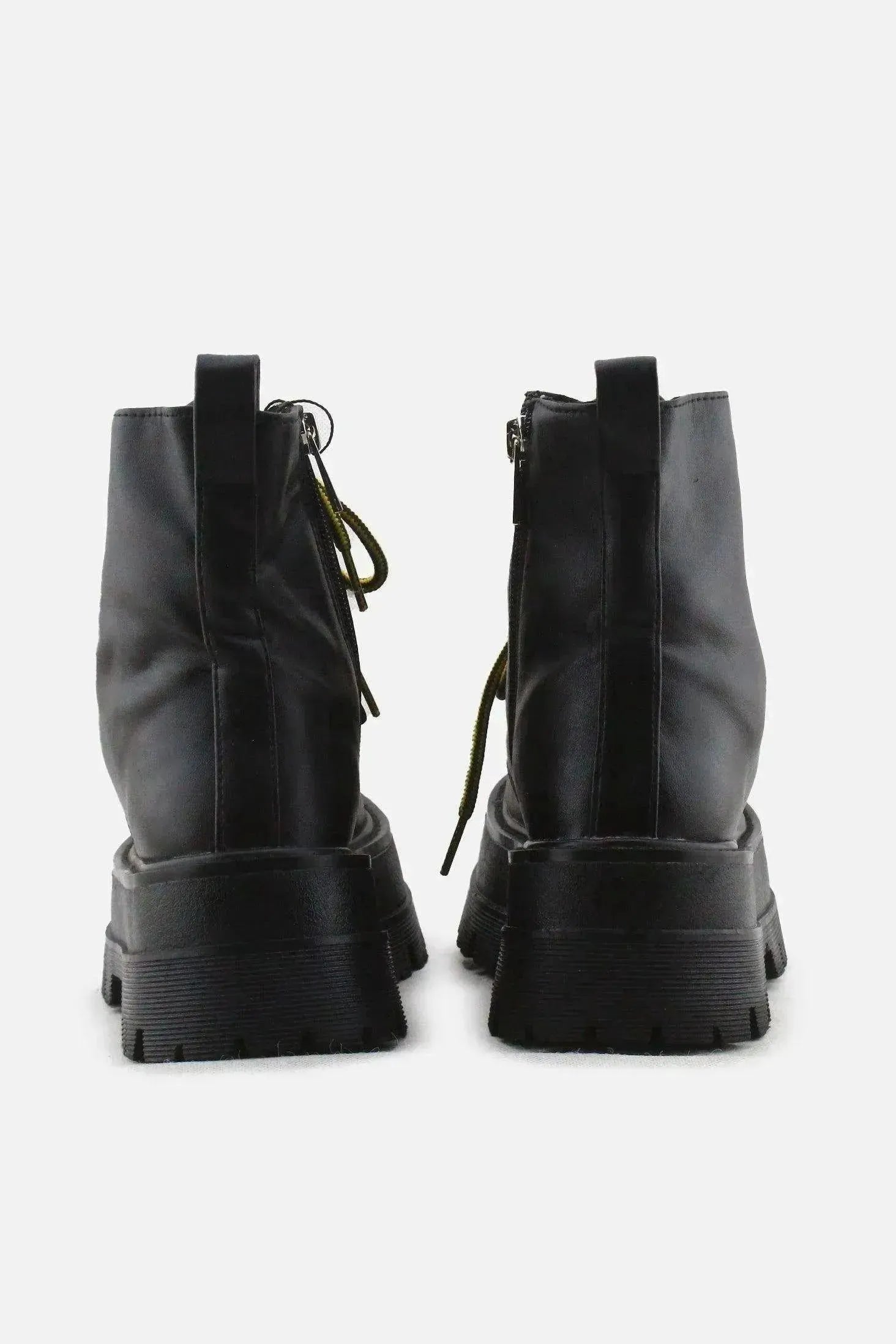 Pull & Bear Zipper Laces Combat Boots | 100% Authentic Leather - sundaybazar