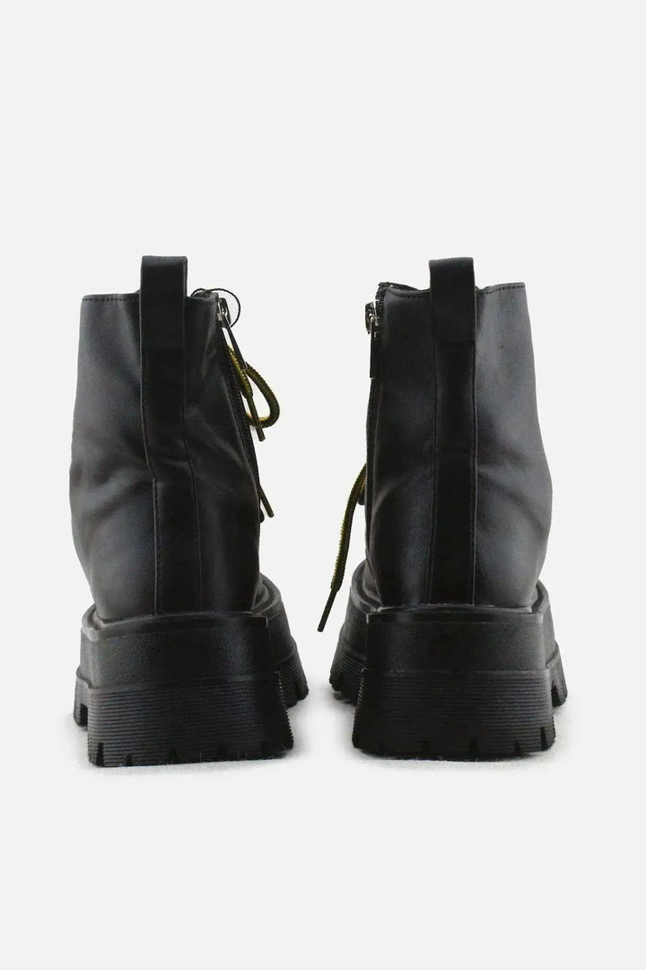 Pull & Bear Zipper Laces Combat Boots | 100% Authentic Leather - sundaybazar