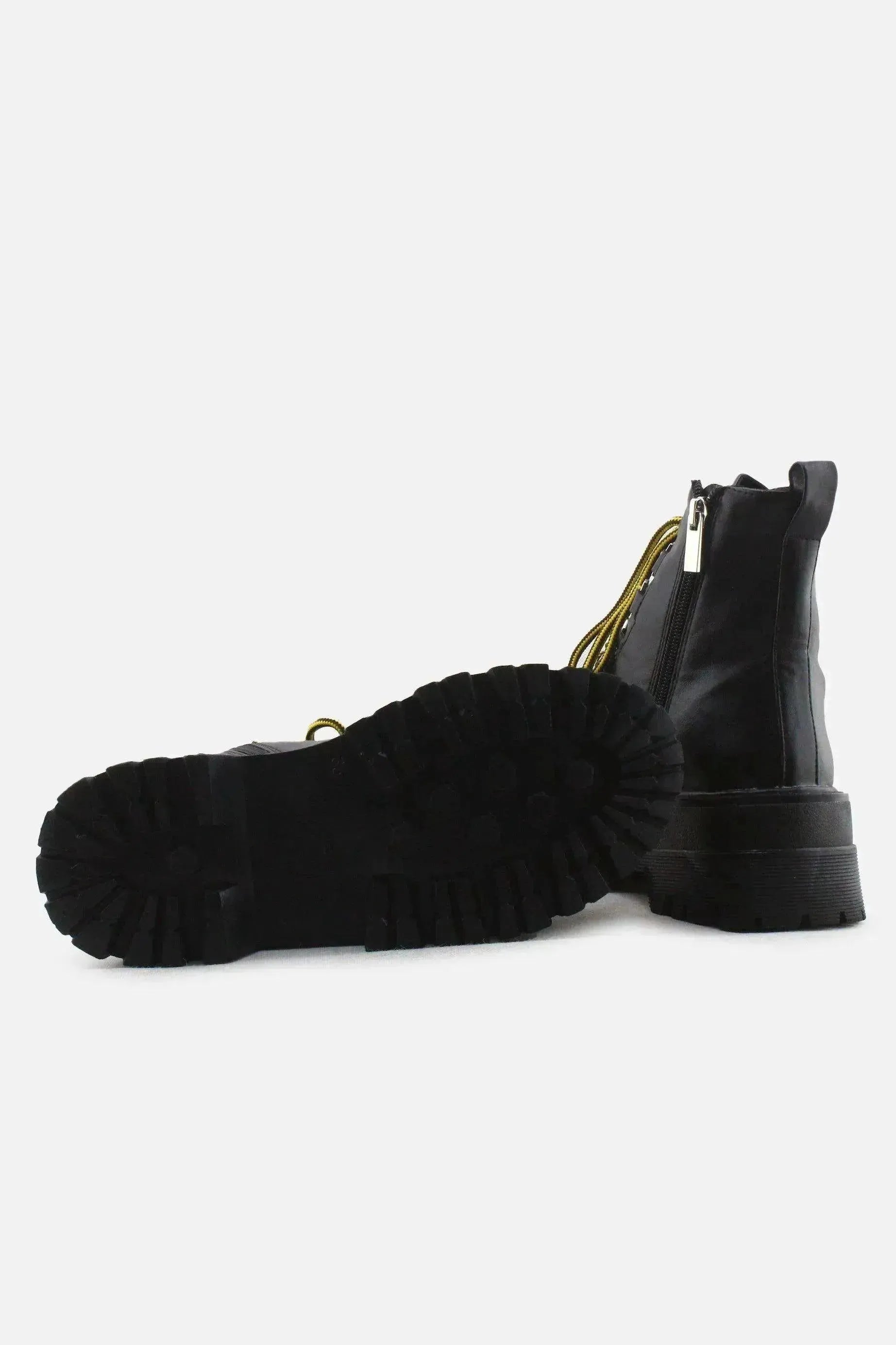Pull & Bear Zipper Laces Combat Boots | 100% Authentic Leather - sundaybazar