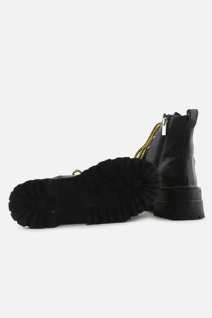 Pull & Bear Zipper Laces Combat Boots | 100% Authentic Leather - sundaybazar