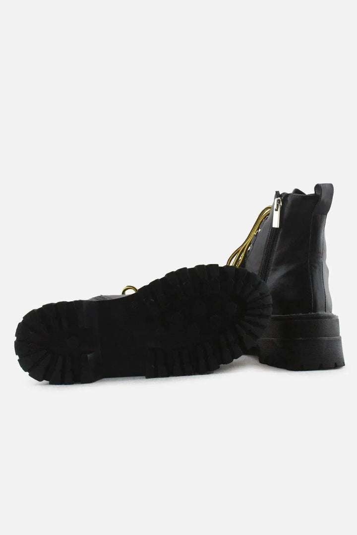 Pull & Bear Zipper Laces Combat Boots | 100% Authentic Leather - sundaybazar