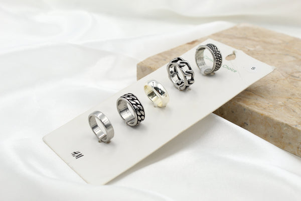 H & M Stainless Rings 5 Piece