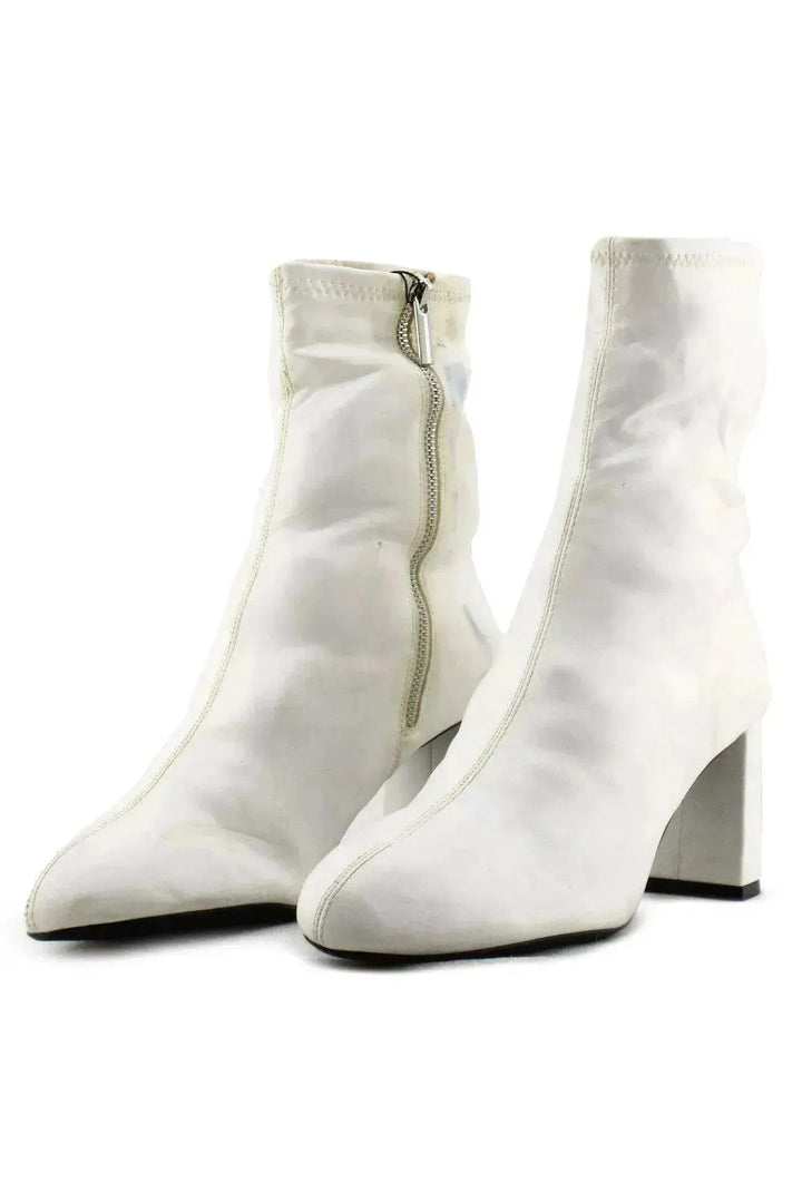 Bershka Zipper Block Ankle Boots | 100% Authentic Leather - sundaybazar