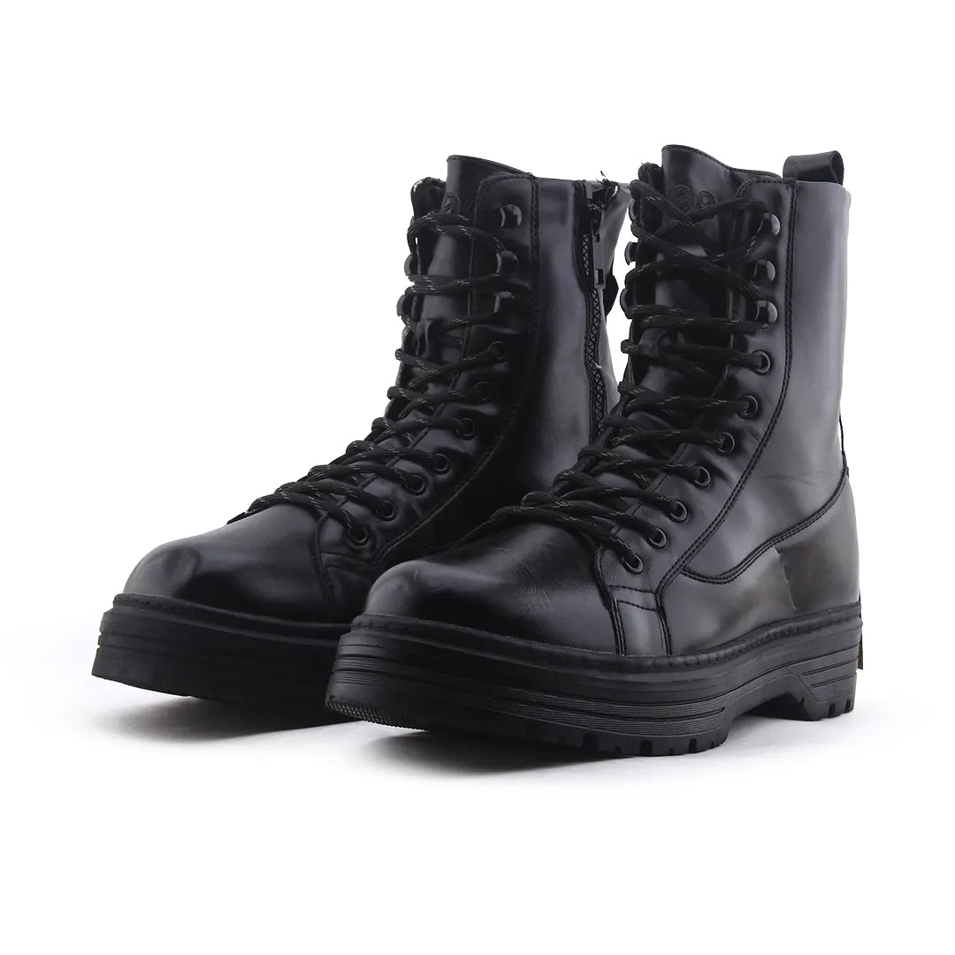 Bershka Zipper Lace Up Ankle Boot | 100% Authentic Leather