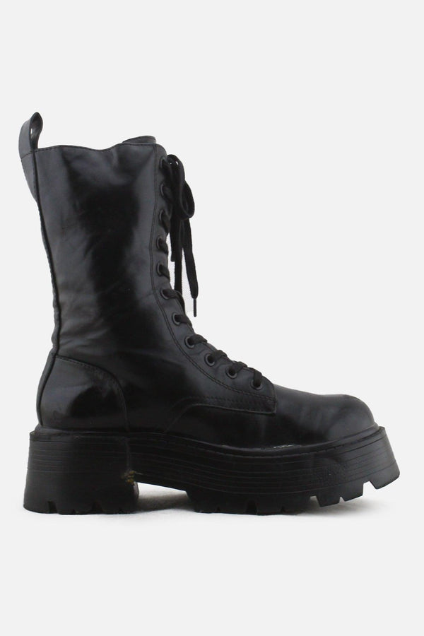 Pull & Bear Zipper Laces Combat Ankle Boots | 100% Authentic Leather