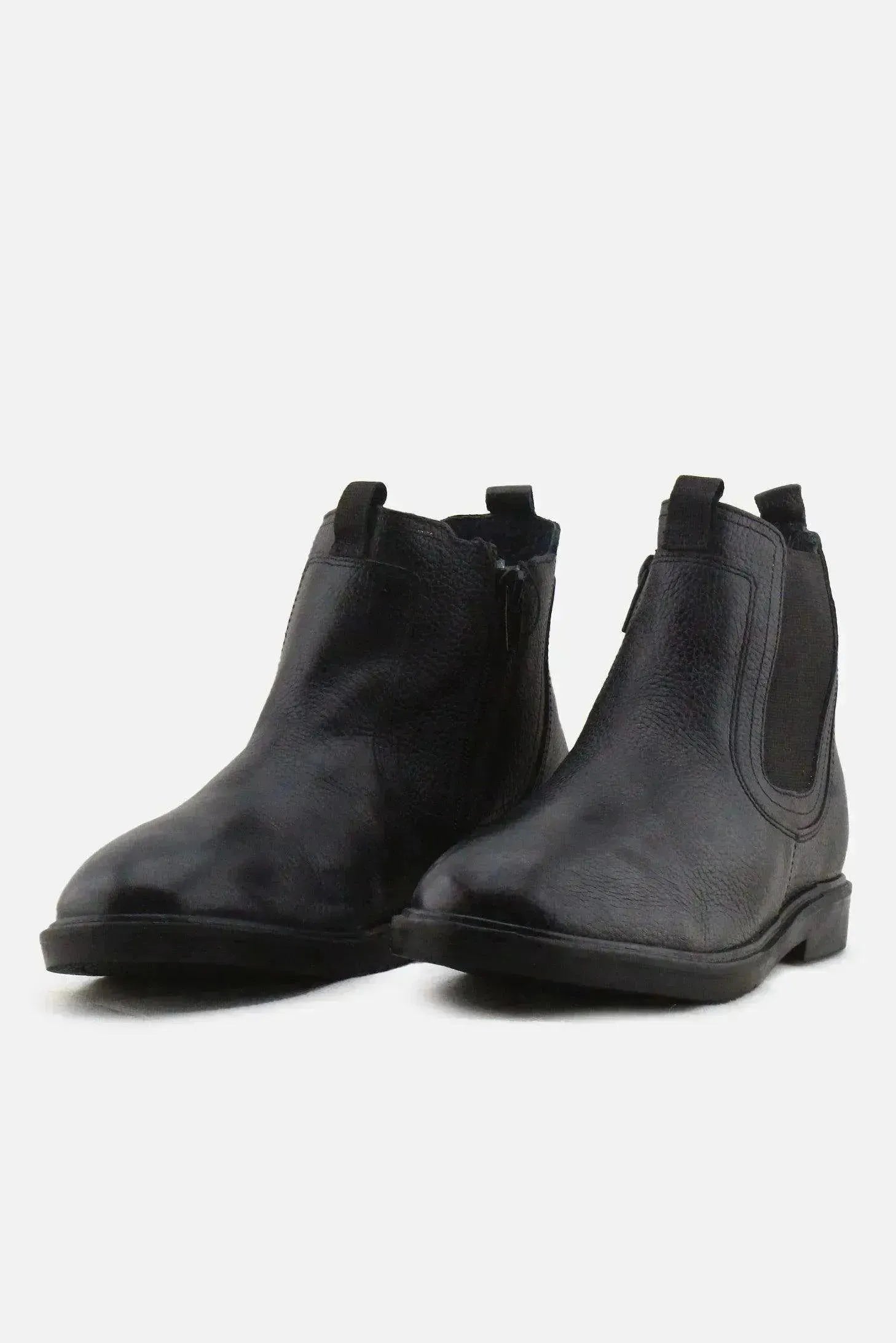 Zara Zipper Stretchable Chelsea Ankle Boots | 100% Authentic Leather - sundaybazar