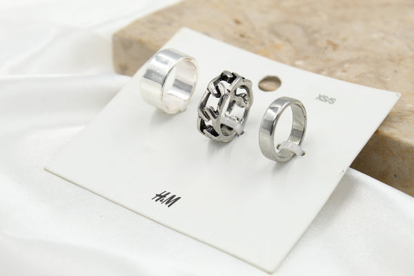 H & M Stainless Rings 3 Pieces