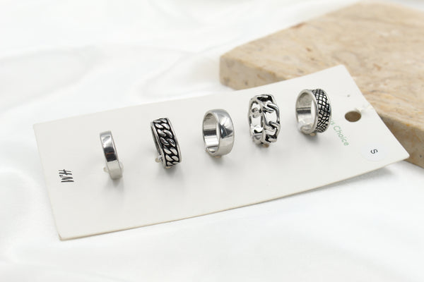 H & M Stainless Rings 5 Piece