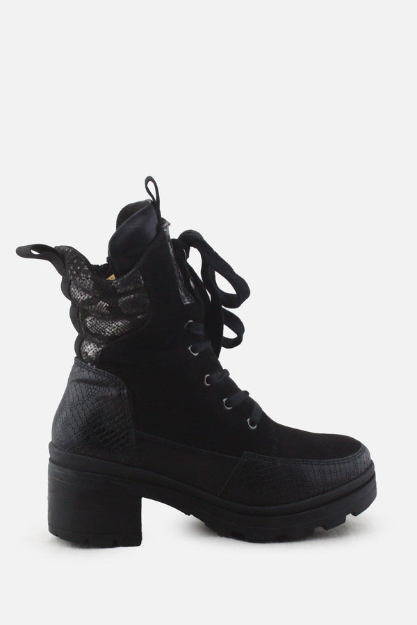 I Love DeeZee Zipper Laces Combat Ankle Boots | Suede