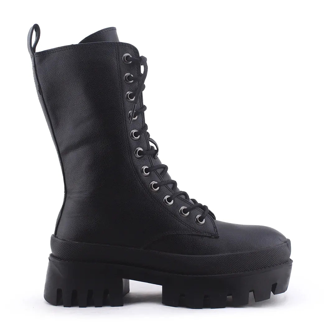 Bershka Zipper Lace Up Ankle Boot | 100% Authentic Leather