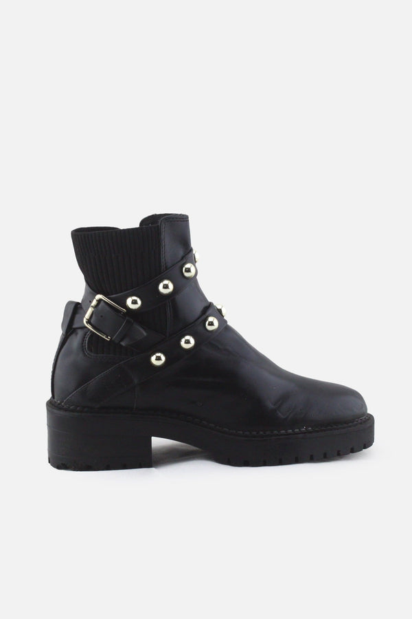 Stradivarius Stretchable Buckle Straps Chelsea Ankle Boots |100% Authentic Leather