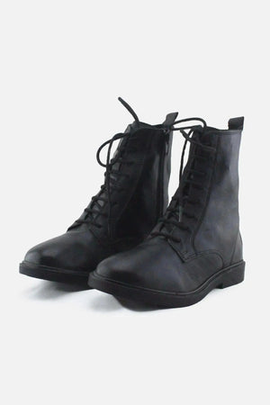 Zara Zipper Laces Combat Ankle Boots |100% Authentic Leather - sundaybazar