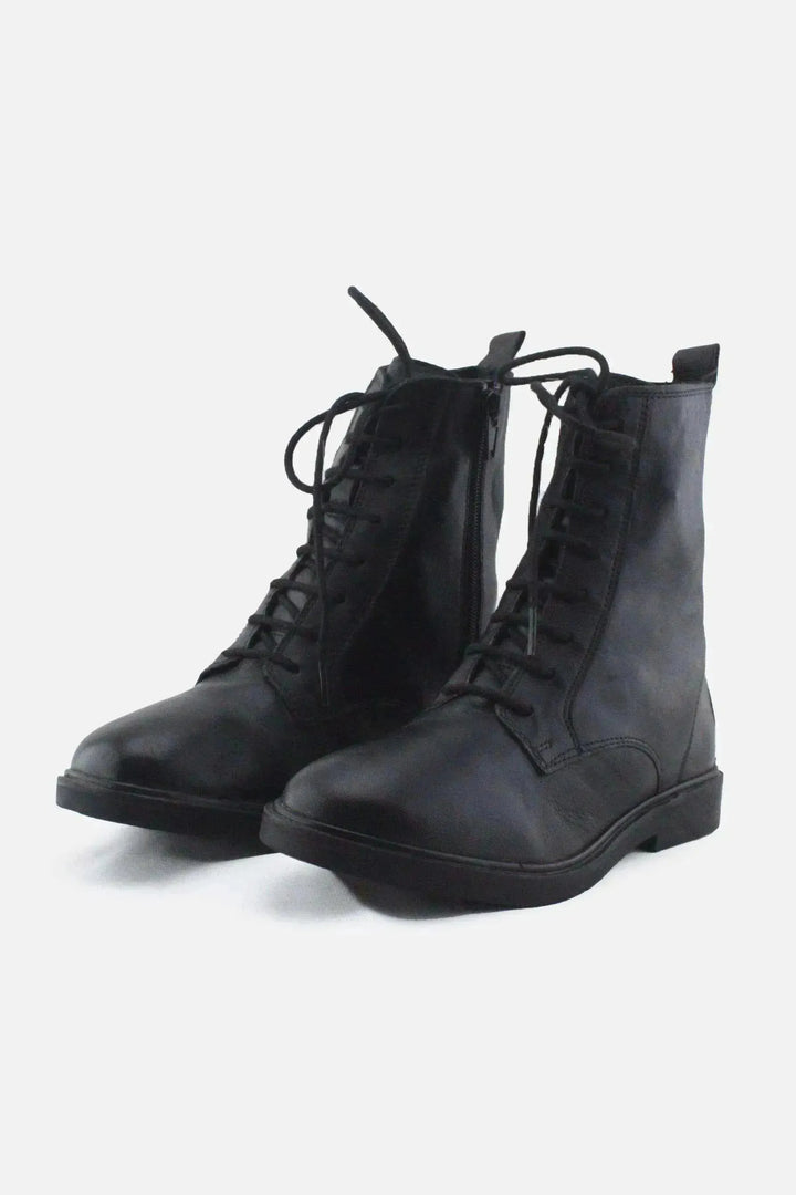 Zara Zipper Laces Combat Ankle Boots |100% Authentic Leather - sundaybazar