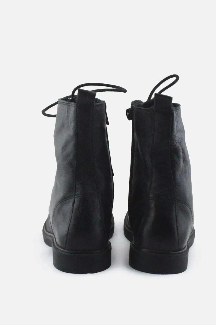 Zara Zipper Laces Combat Ankle Boots |100% Authentic Leather - sundaybazar