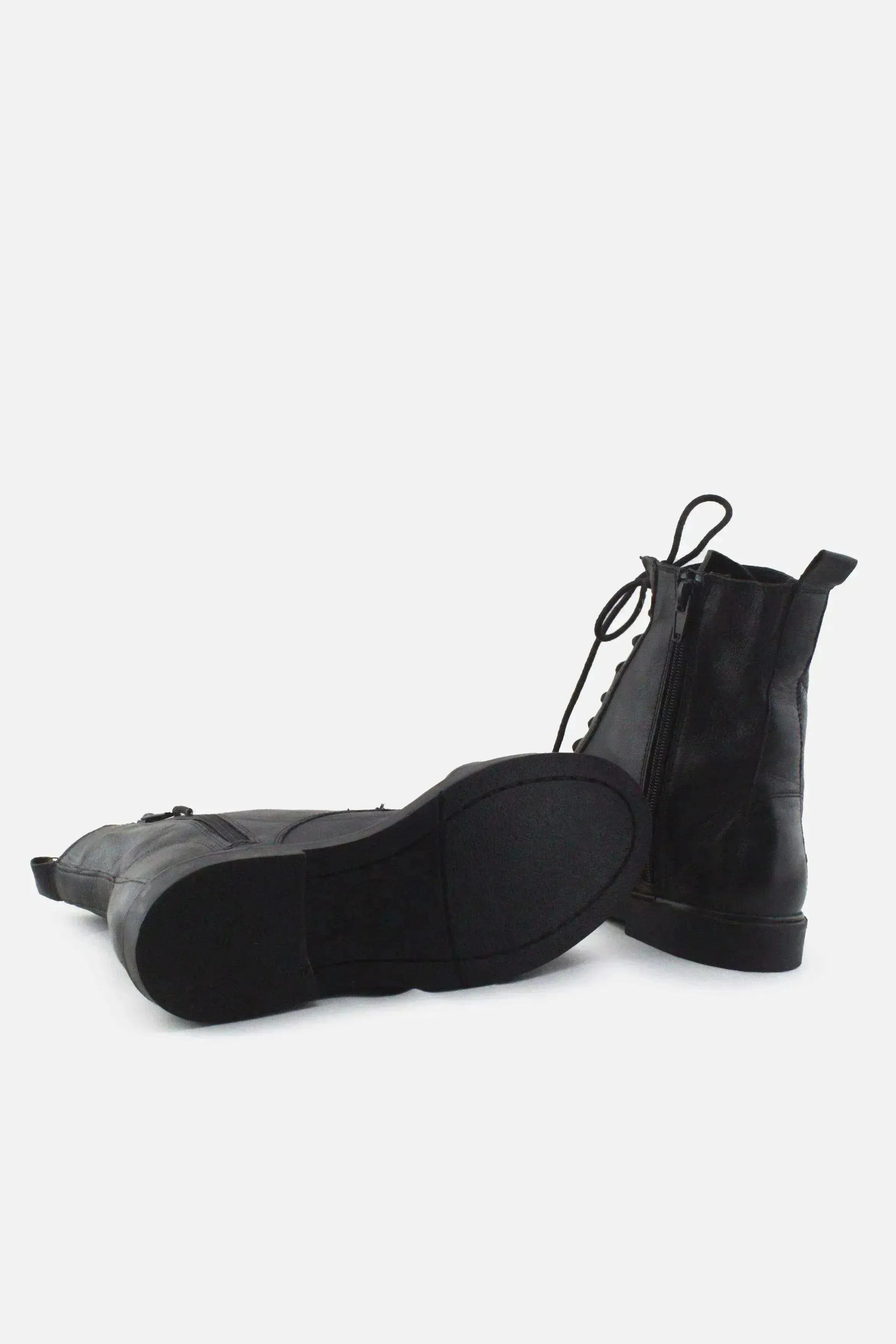 Zara Zipper Laces Combat Ankle Boots |100% Authentic Leather - sundaybazar