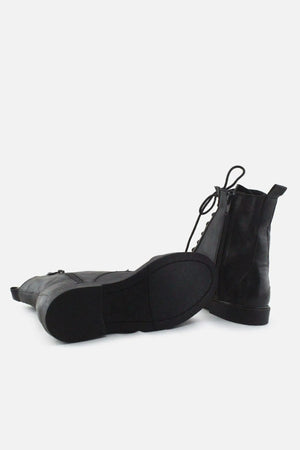 Zara Zipper Laces Combat Ankle Boots |100% Authentic Leather - sundaybazar