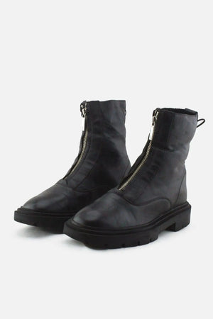 Zara Zipper Combat Ankle Boots |100% Authentic Leather - sundaybazar