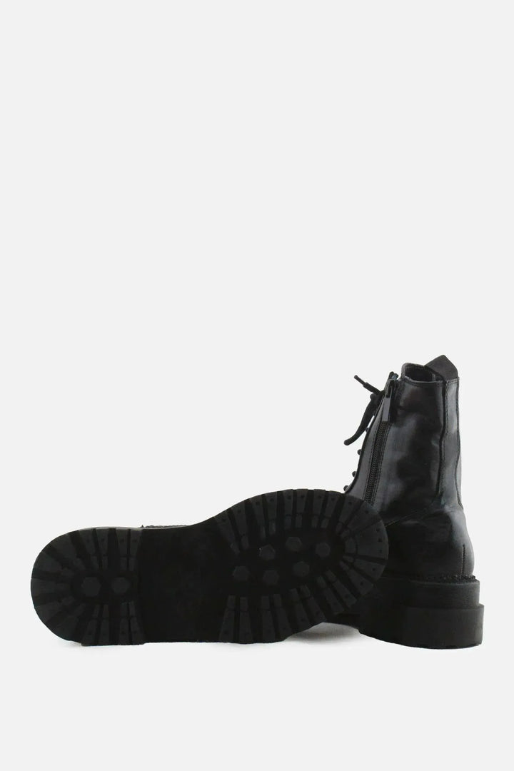 Stradivarius Zipper Laces Combat Ankle Boots | 100% Authentic Leather - sundaybazar