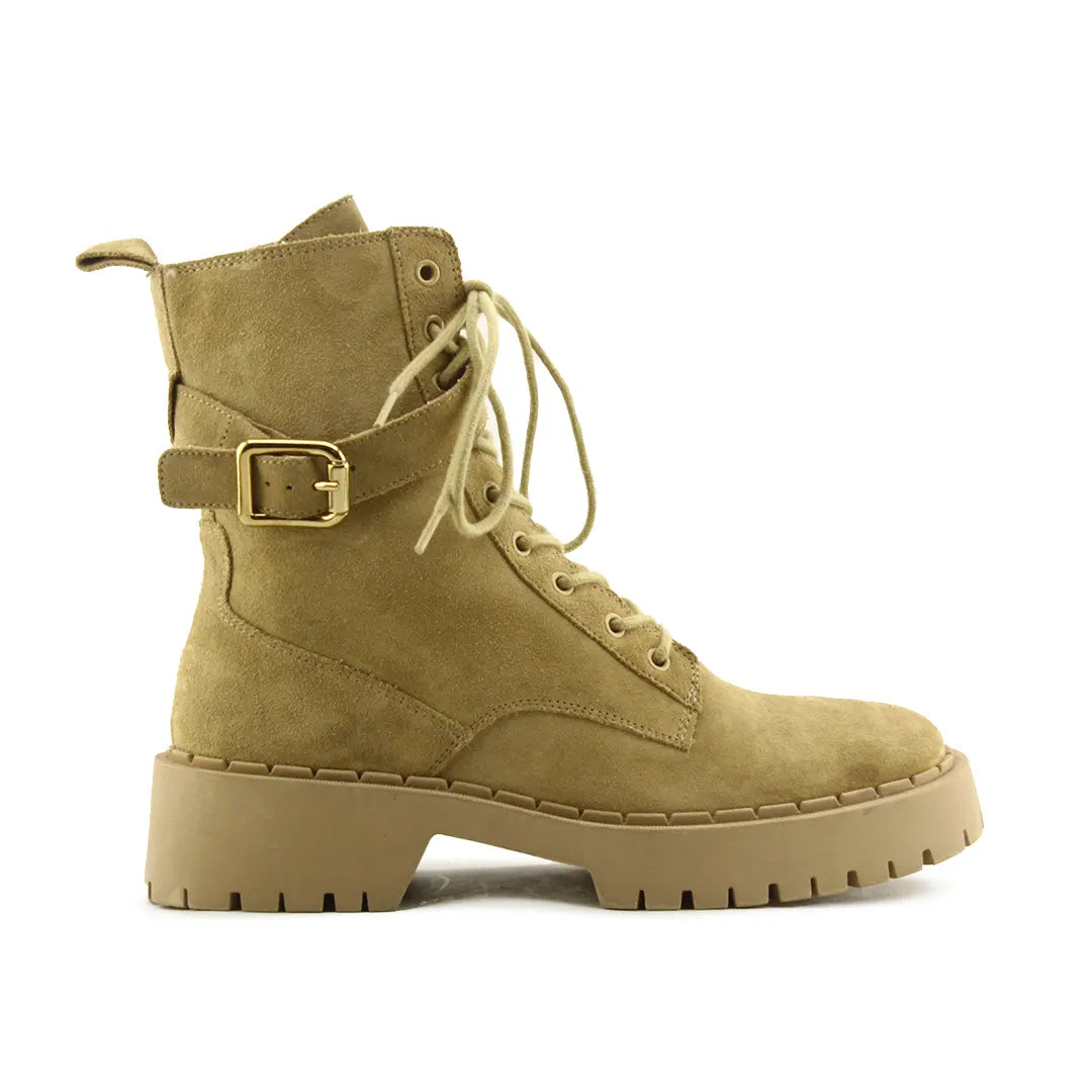 Zara Zipper Buckle Strap Lace Up Suede Ankle Boots