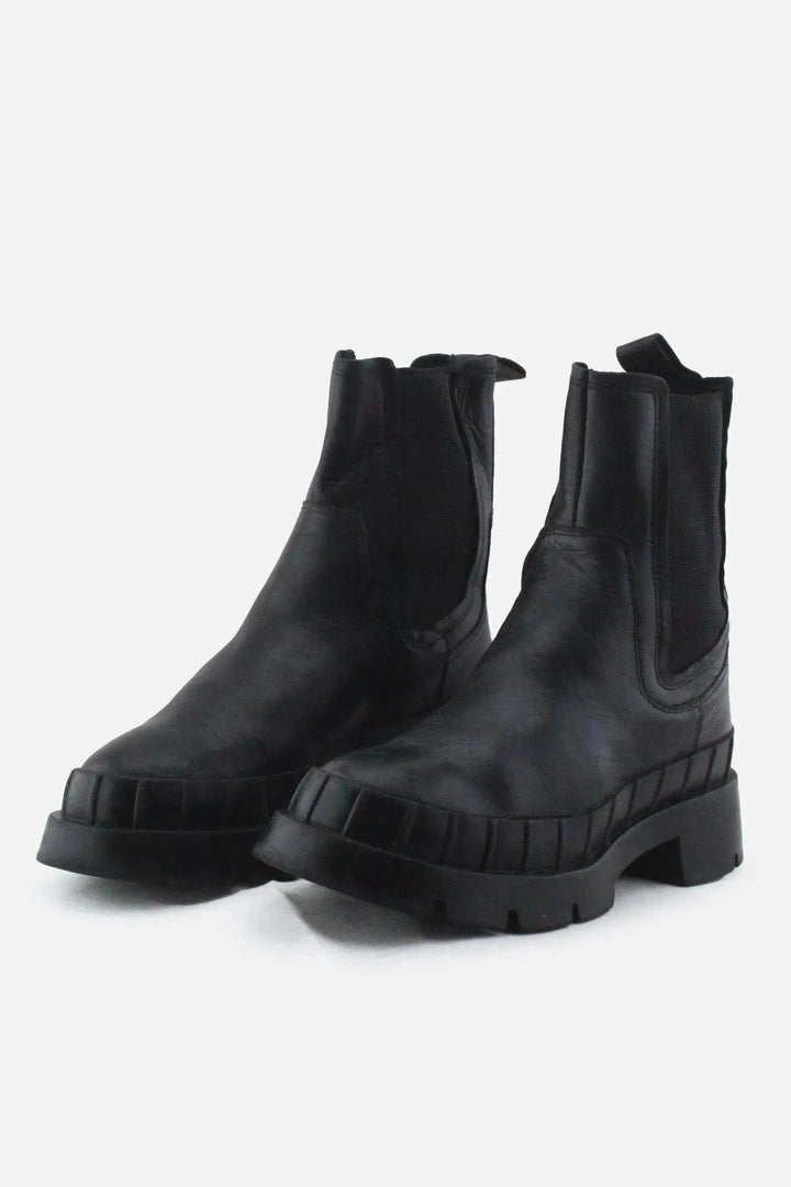 Mango Stretchable Combat Ankle Boots |100% Authentic Leather - sundaybazar