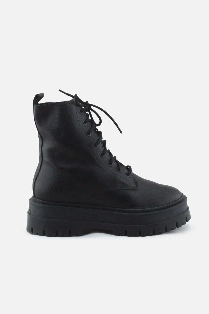 Stradivarius Zipper Laces Combat Ankle Boots |100% Authentic Leather - sundaybazar